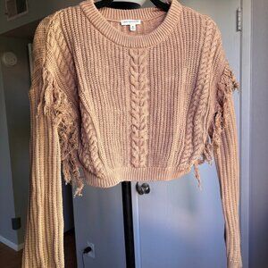 Teddy Cable Knit Fringe Sweater
